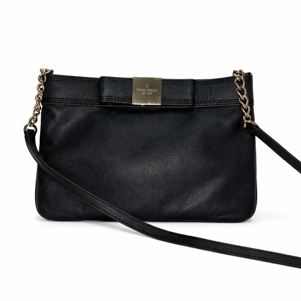 Kate Spade Black Leather Crossbody Shoulder Bag | Chain Strap